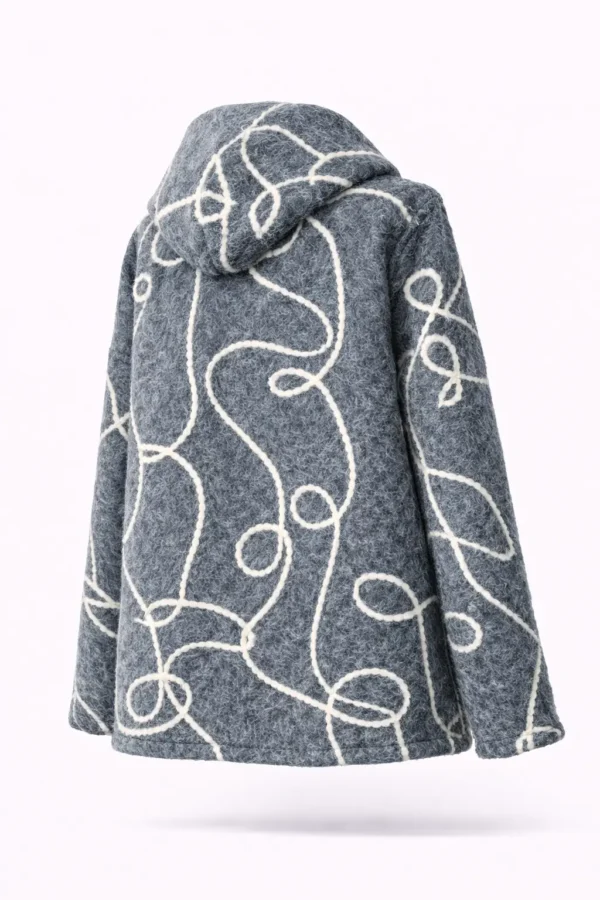 Cardigan din lână cu glugă și fermoar- Cod Produs C200 - imagine 2