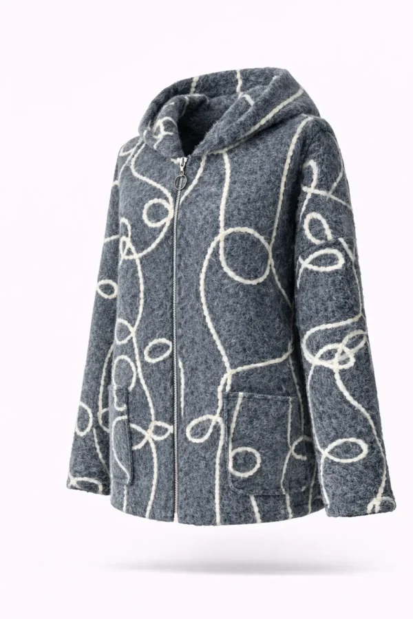 Cardigan din lână cu glugă și fermoar- Cod Produs C200 - imagine 3
