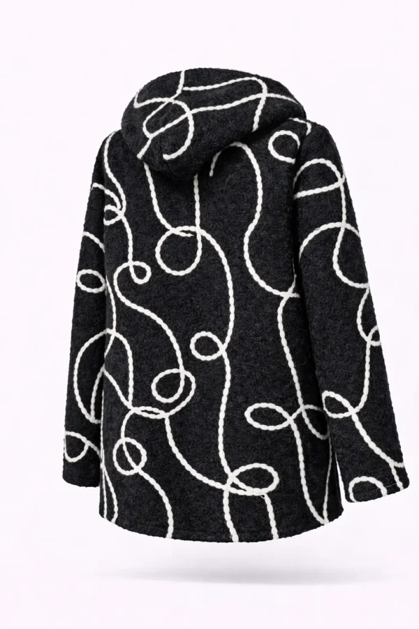 Cardigan din lână cu glugă și fermoar- Cod Produs C204 - imagine 3