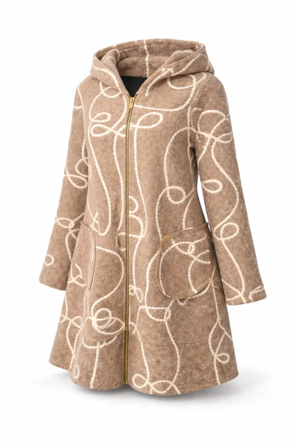 Cardigan lung din lână cu glugă- Cod Produs C207 - imagine 2