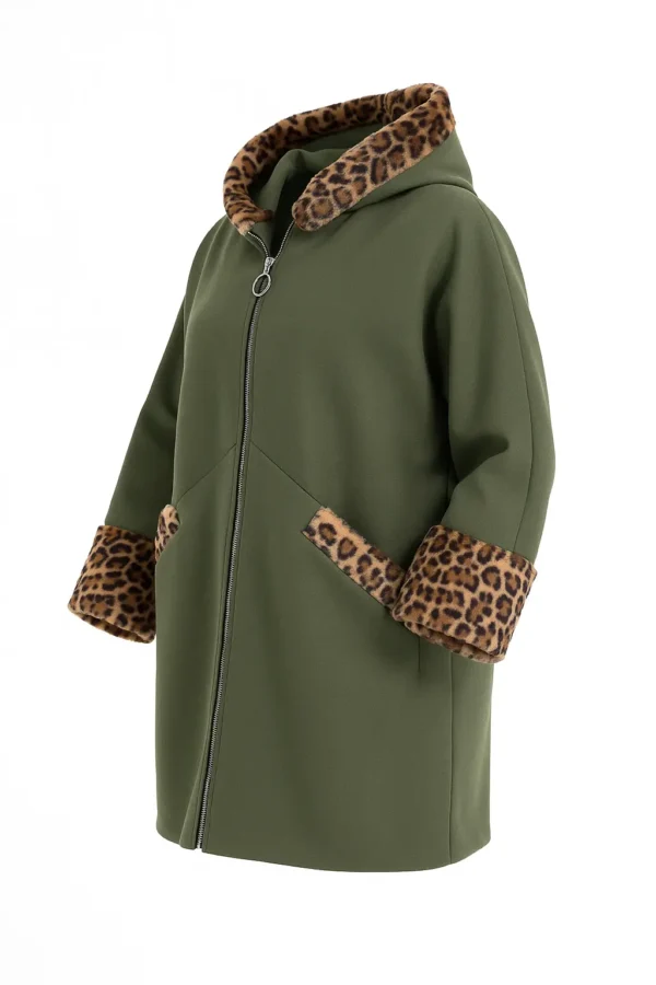 Cardigan din stofa cu blană model tip jachetă C78 - imagine 2