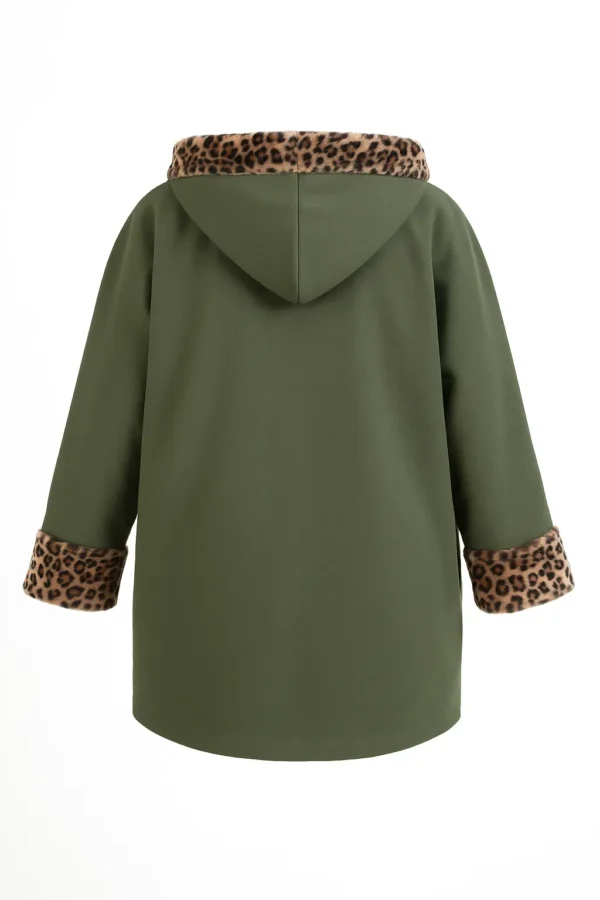 Cardigan din stofa cu blană model tip jachetă C78 - imagine 3