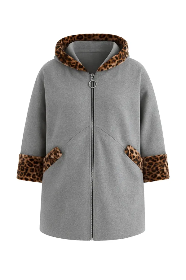 Cardigan din stofa cu blană model tip jachetă C80