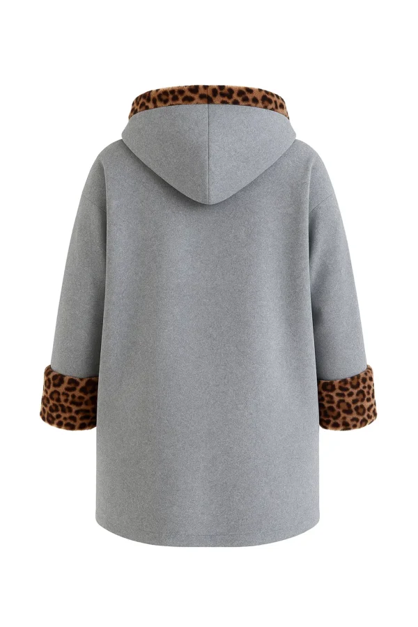 Cardigan din stofa cu blană model tip jachetă C80 - imagine 3