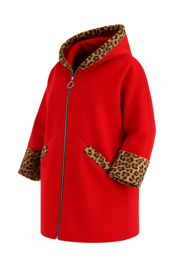 Cardigan din stofa cu blană model tip jachetă C82 - imagine 2