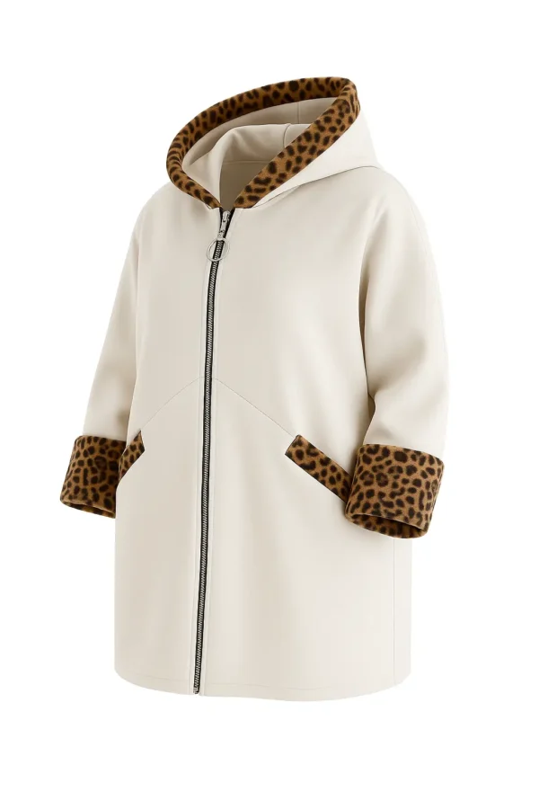 Cardigan din stofa cu blană model tip jachetă C823 - imagine 2