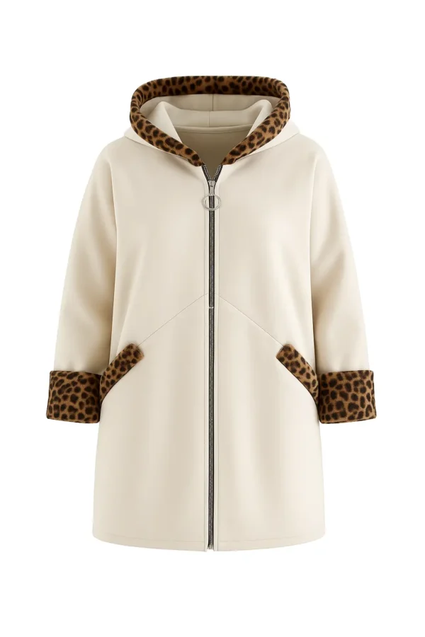 Cardigan din stofa cu blană model tip jachetă C823