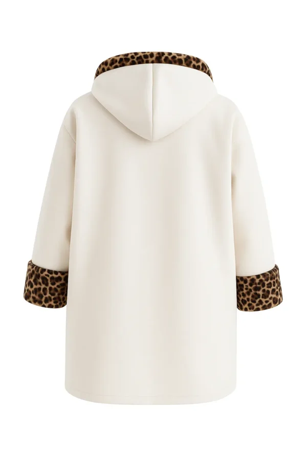 Cardigan din stofa cu blană model tip jachetă C823 - imagine 3