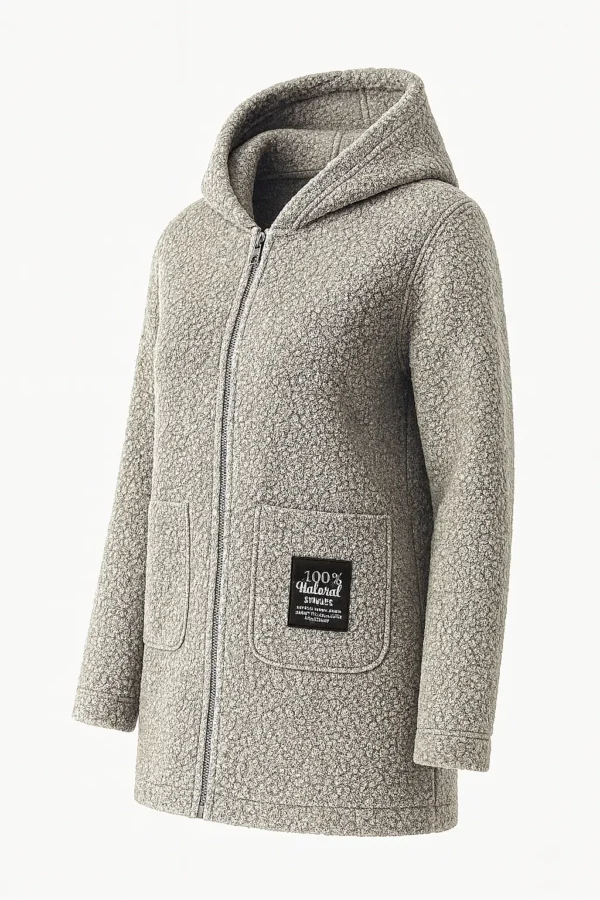REDUCERE Cardigan damă cu glugă din material buclat Cod Produs CH09 - imagine 2