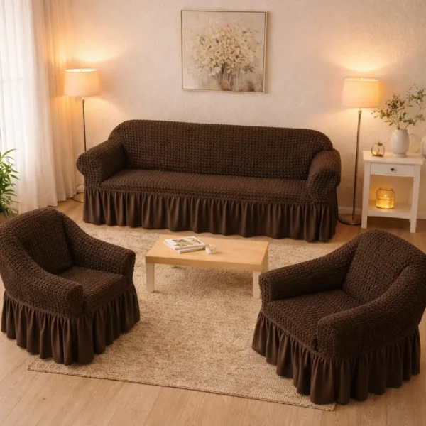 Set Huse Canapea și Fotolii, Bumbac Elastic, 3 Piese FTS6