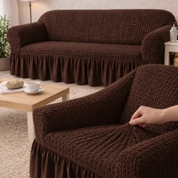 Set Huse Canapea și Fotolii, Bumbac Elastic, 3 Piese FTS6 - imagine 2