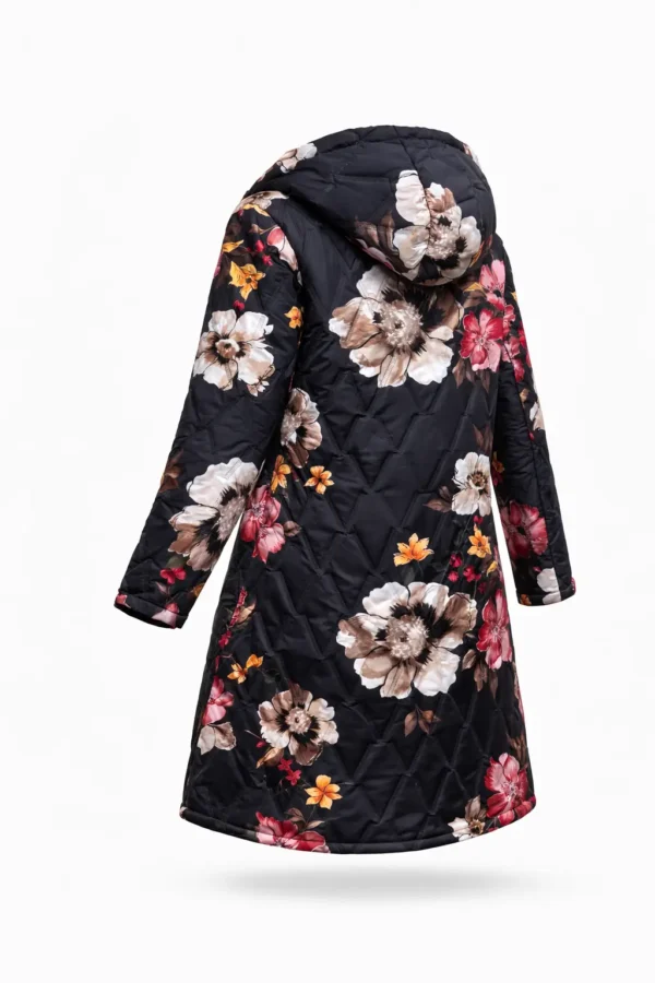 Geacă damă lungă cu imprimeu floral  G100 - imagine 4