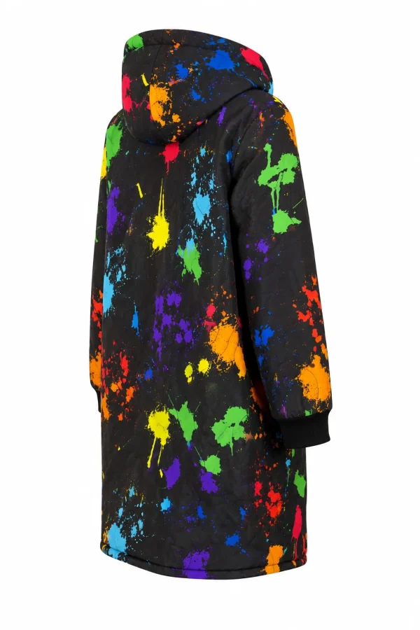 Geacă damă lungă elegantă colorată din fâș J09 - imagine 3