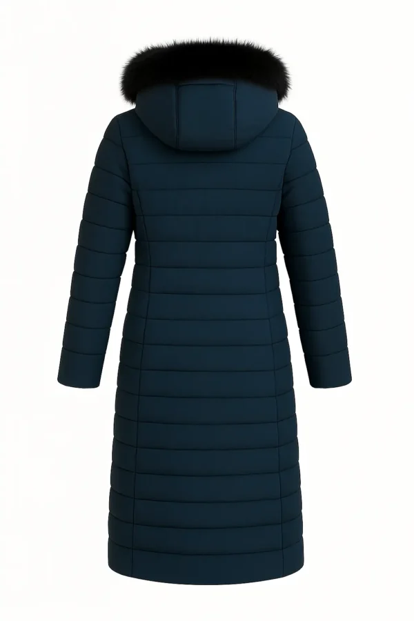 REDUCERE Geacă lungă elegantă cu blană naturală J15 - imagine 4
