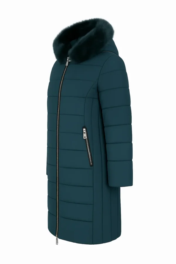 REDUCERE Geacă iarnă elegantă cu blană naturală J16 - imagine 2
