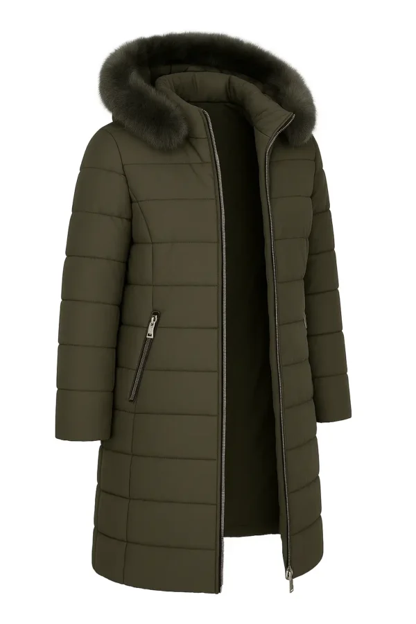 REDUCERE Geacă iarnă elegantă cu blană naturală J16A - imagine 2