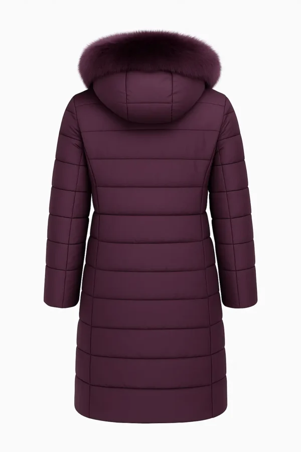 REDUCERE Geacă iarnă elegantă cu blană naturală J18 - imagine 4