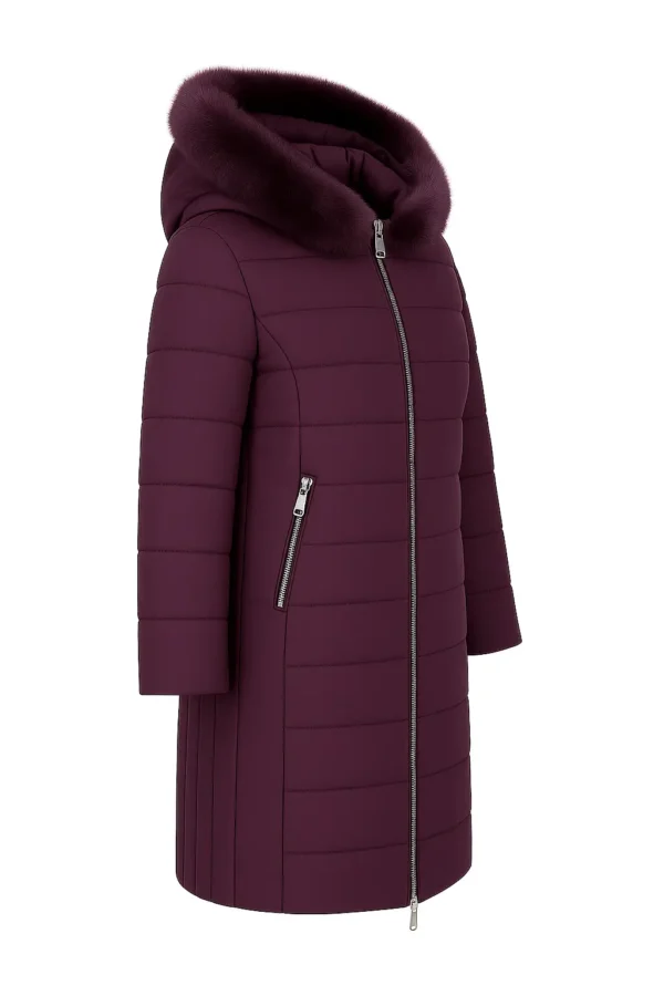 REDUCERE Geacă iarnă elegantă cu blană naturală J18