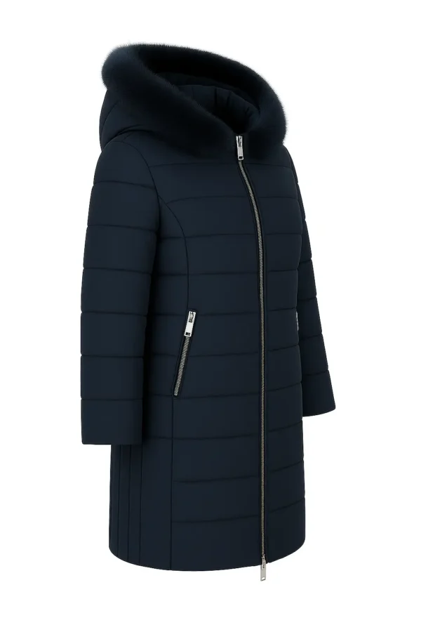 REDUCERE Geacă iarnă elegantă cu blană naturală J19