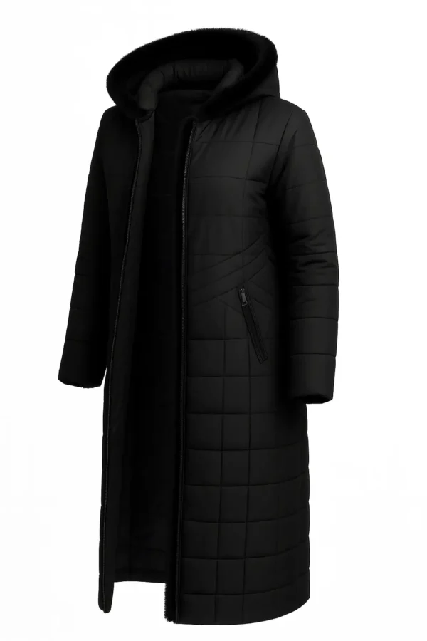 Geaca lungă elegantă pentru iarnă J37 - imagine 2