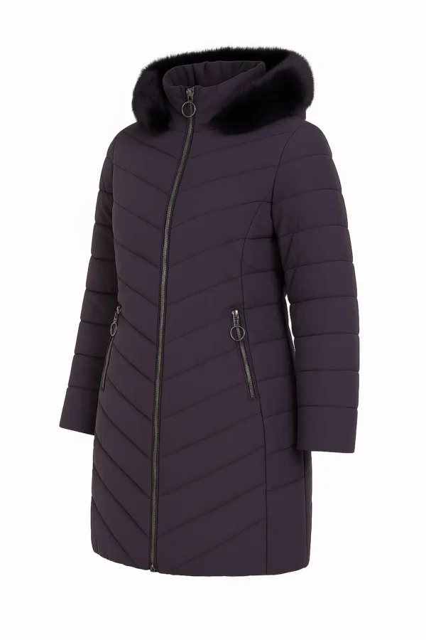 Geacă damă elegantă cu blană naturală J39 - imagine 2