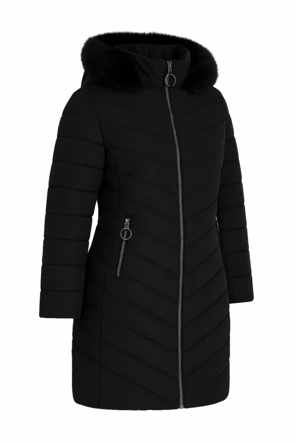 Geacă damă elegantă cu blană naturală J40 - imagine 2