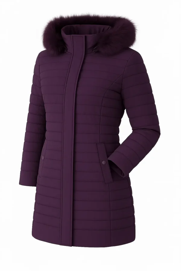 Geacă damă elegantă cu blană naturală J45 - imagine 2