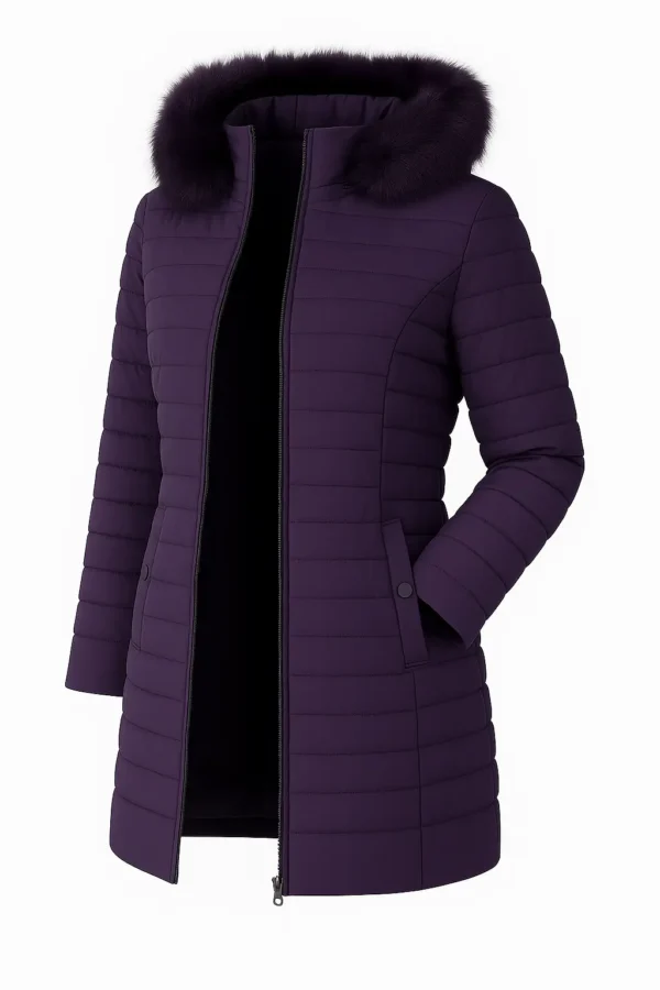 Geacă damă elegantă cu blană naturală J45 - imagine 3