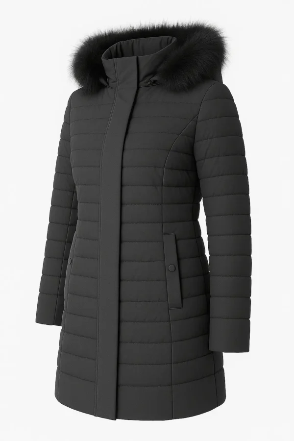 Geacă damă elegantă cu blană naturală J47 - imagine 2