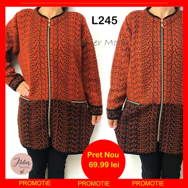 REDUCERE Pulover damă cu model tip jachetă - model L245P