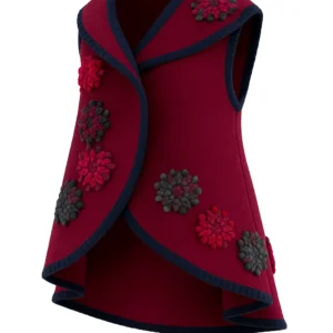 Vestă din lână cu model înflorat cod P03