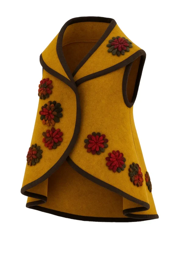 Vestă din lână cu model înflorat cod P05