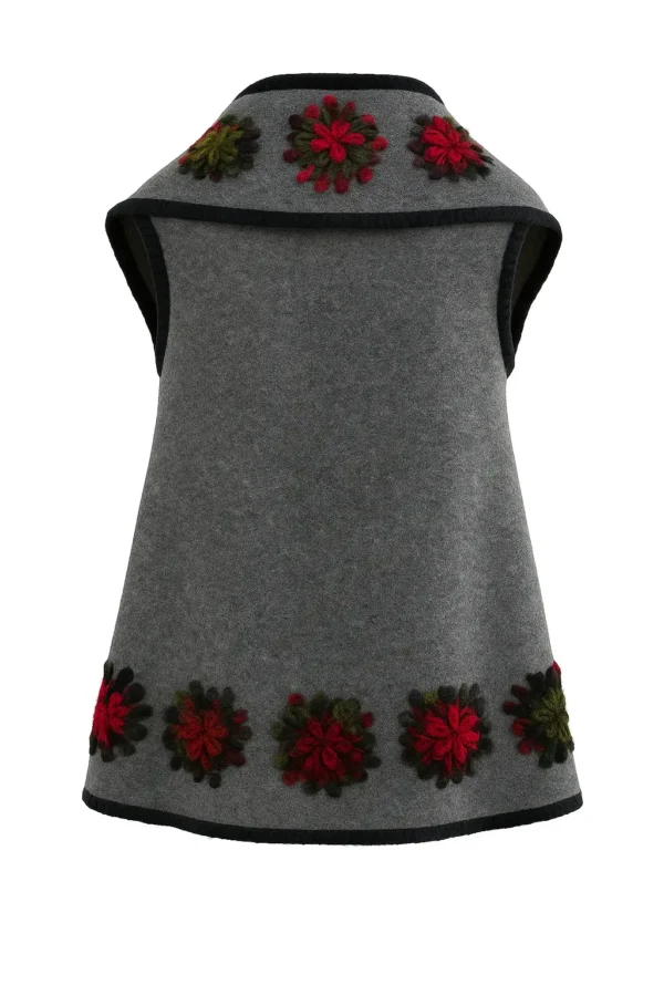 Vestă din lână cu model înflorat cod P06 - imagine 2