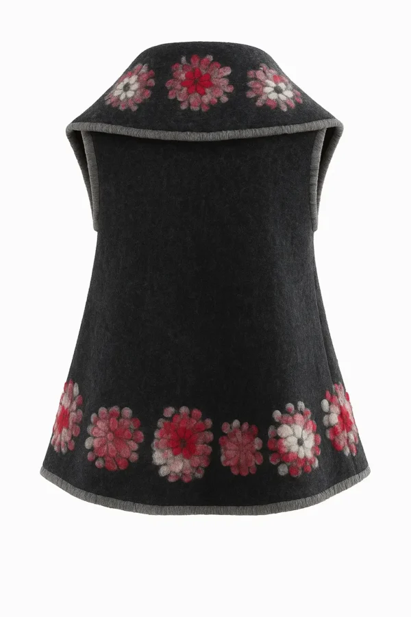 Vestă din lână cu model înflorat cod P07 - imagine 2