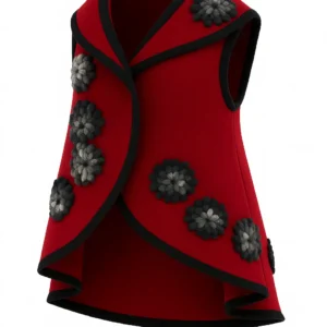 Vestă din lână cu model înflorat cod P08