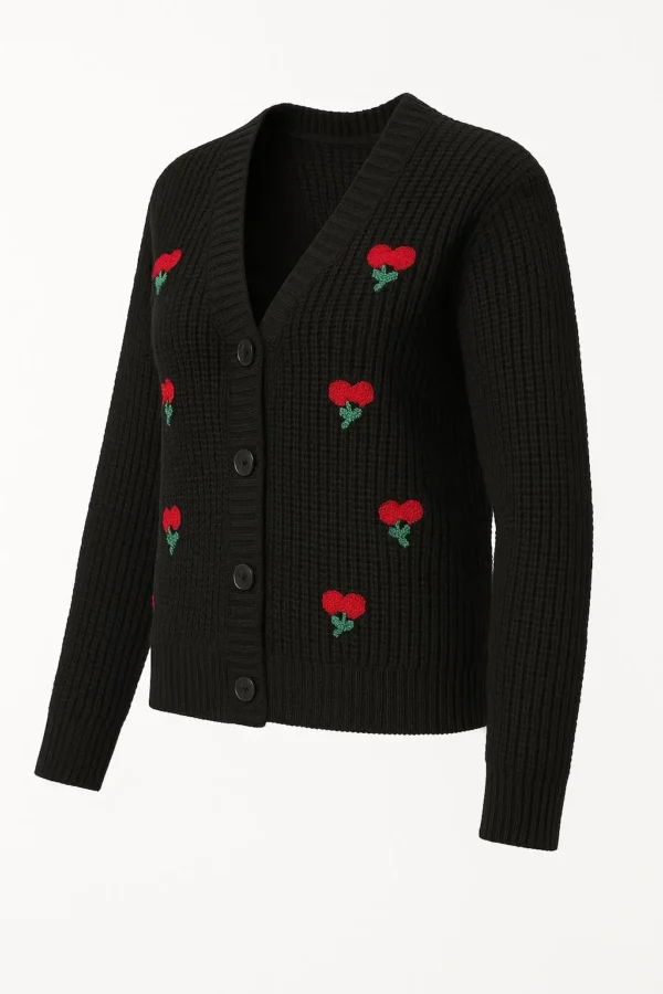 Cardigan Tricotat cu Broderie PB03