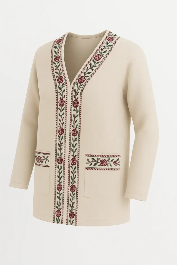 Pulover tradițional cu broderie florală - PT01