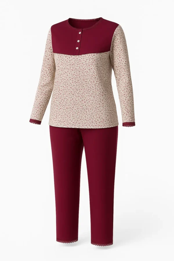Pijamale damă cu imprimeu floral PJ03 - imagine 2