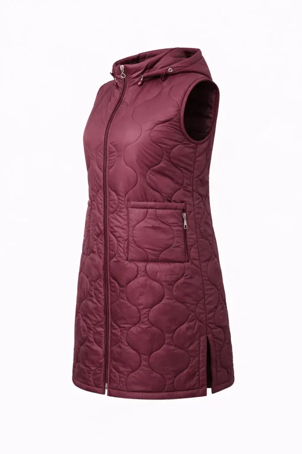 Vestă damă, model lung, cu glugă MARIMI MARI - cod V23M - imagine 3