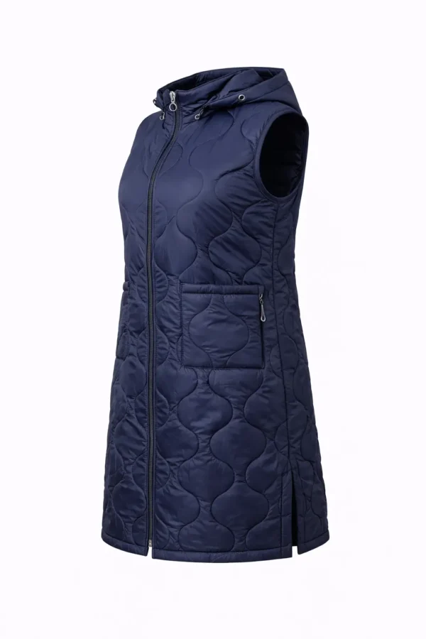 Vestă damă, model lung, cu glugă MARIMI MARI - cod V24M - imagine 2