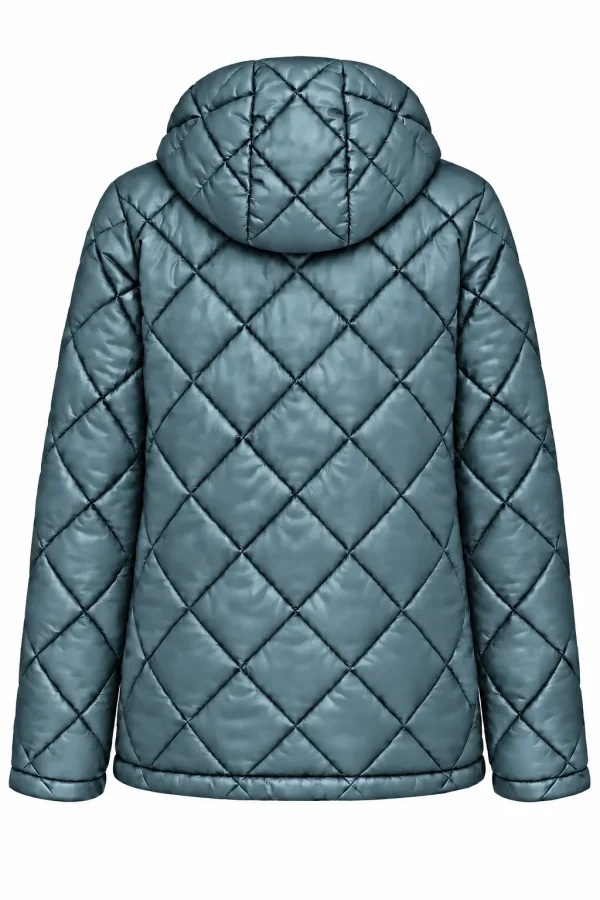 Geacă matlasată cu glugă și interior animal print LIVIA GLV05 - imagine 3