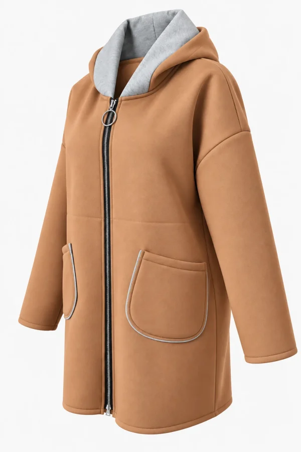 Cardigan lung cu glugă Cora COR01 - imagine 2
