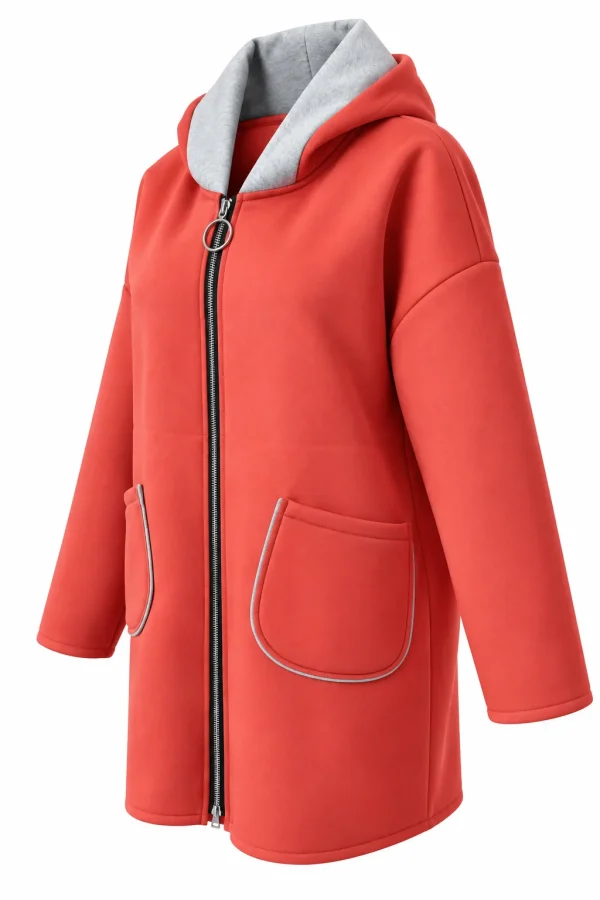 Cardigan lung cu glugă Cora COR02 - imagine 2
