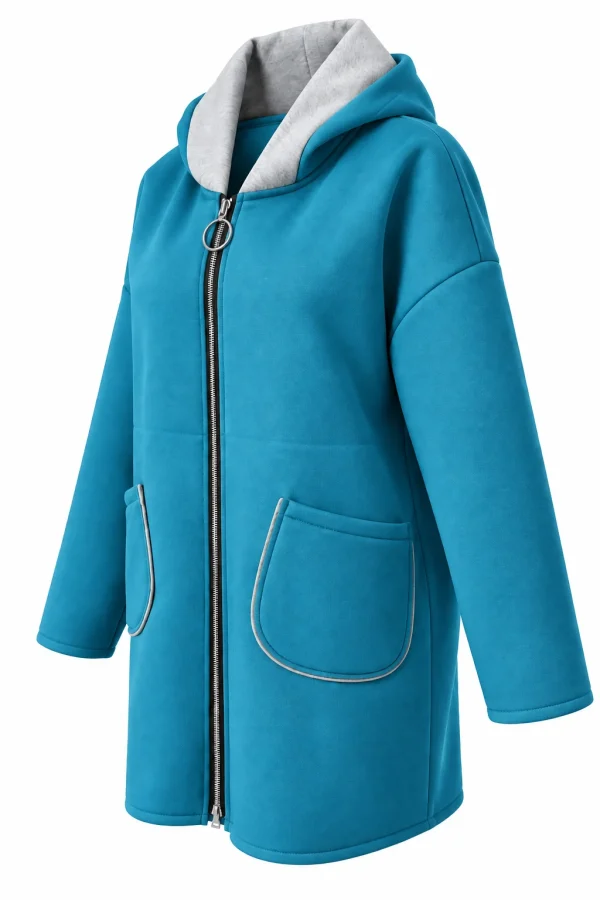 Cardigan lung cu glugă Cora COR03 - imagine 2