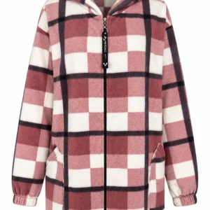 Hanorac Fleece în Carouri – Model Lung FH01