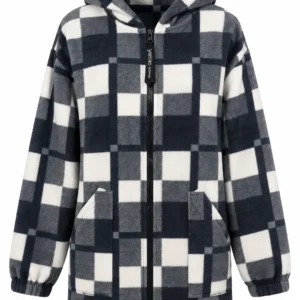 Hanorac Fleece în Carouri – Model Lung FH04