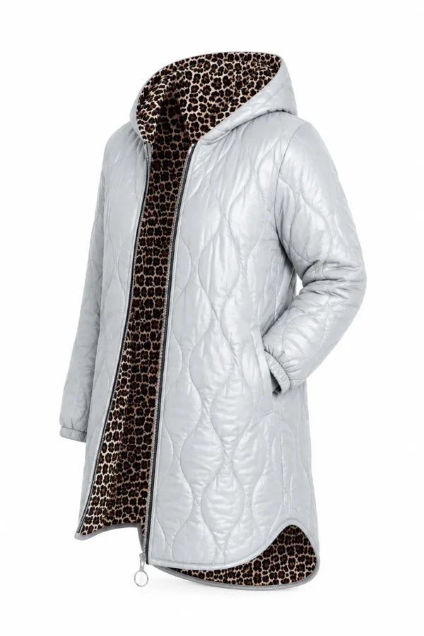 Geacă cu glugă și interior animal-print Ama GAM02 - imagine 2