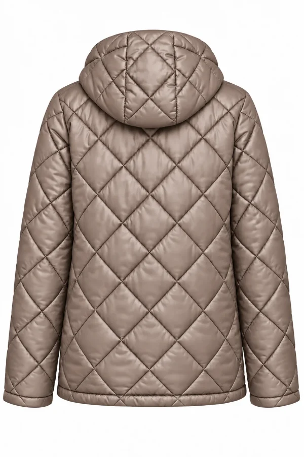 Geacă matlasată cu glugă și interior animal print LIVIA GLV03 - imagine 3