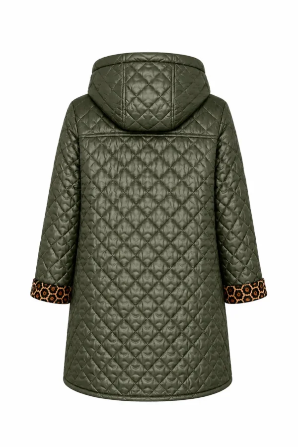 Geacă damă lungă elegantă din fâș J06K - imagine 3