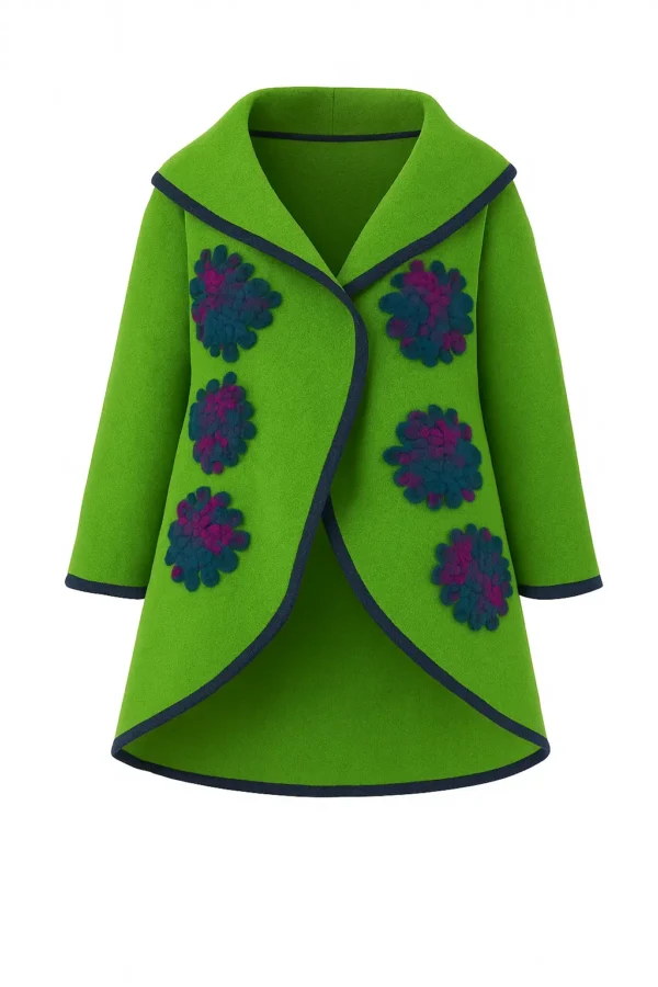 Poncho din lână cu model înflorat P11 - imagine 2
